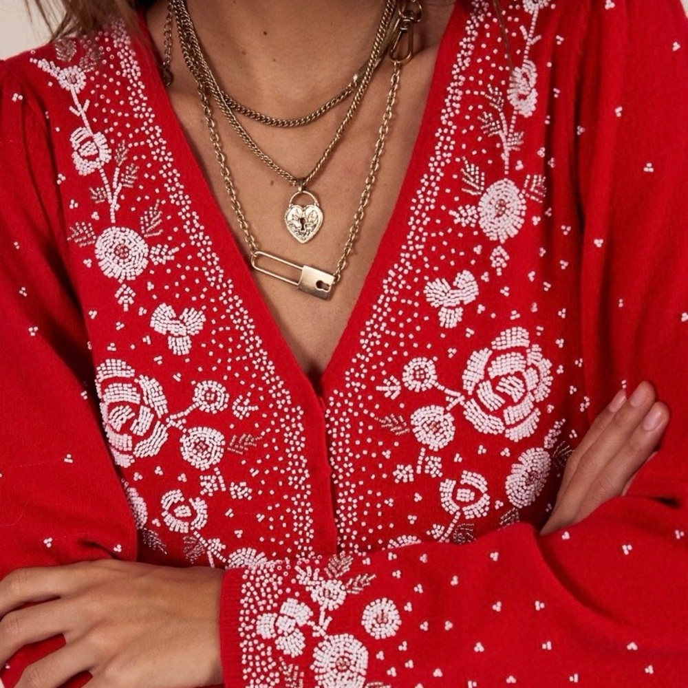 Free People beaded sweater NWT